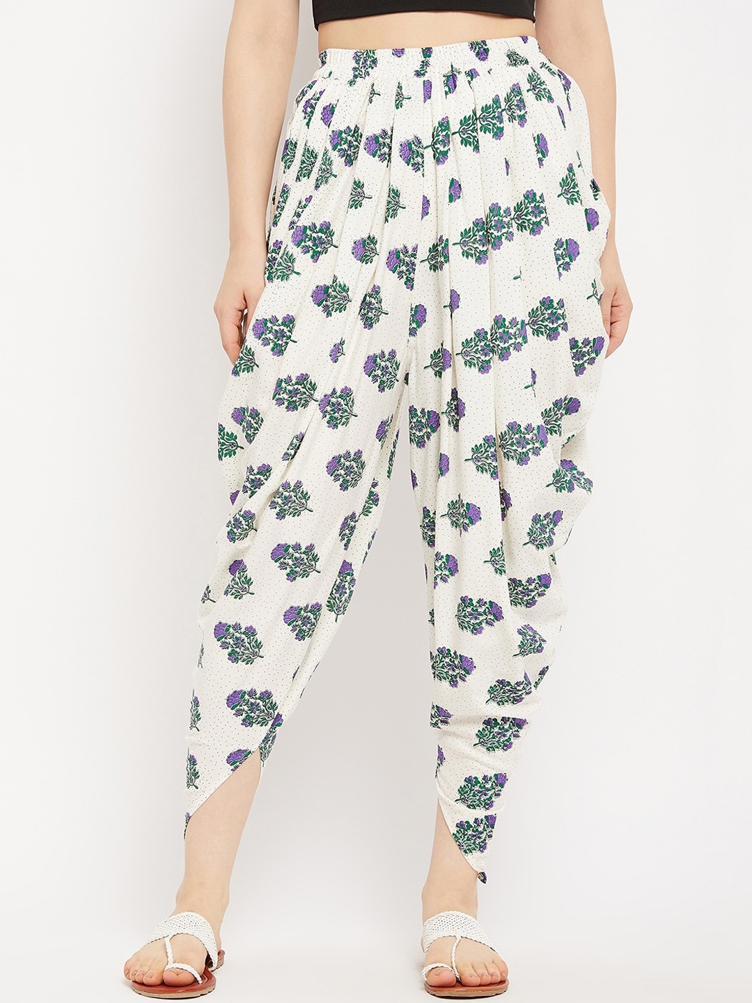 

TULIP 21 Floral Printed Dhoti Pants, Off white