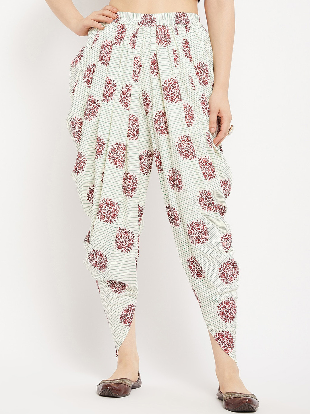 

TULIP 21 Floral Printed Cowl Dhoti Pants, Off white