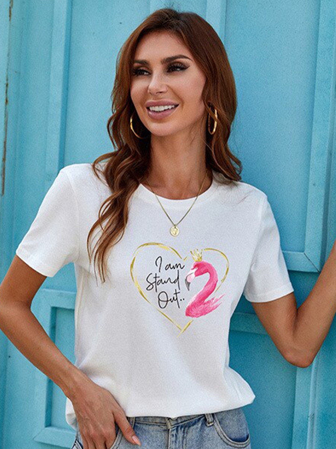 

StyleCast Round Neck Typography Printed Top, White
