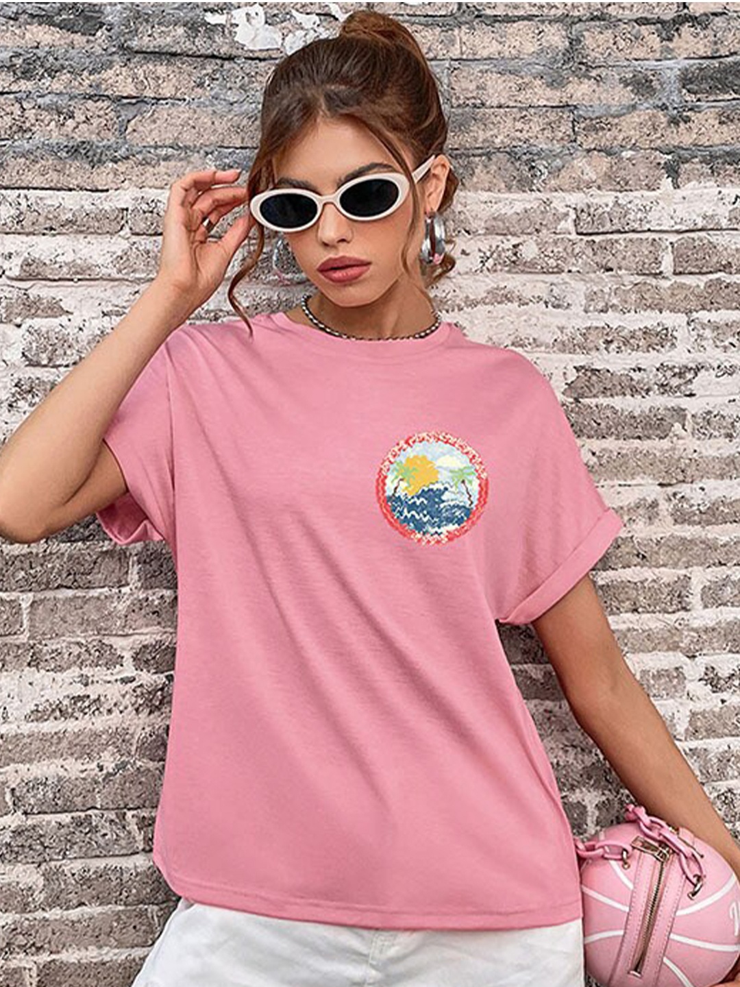 

StyleCast Kimono Sleeves Casual Cotton T-Shirt, Pink