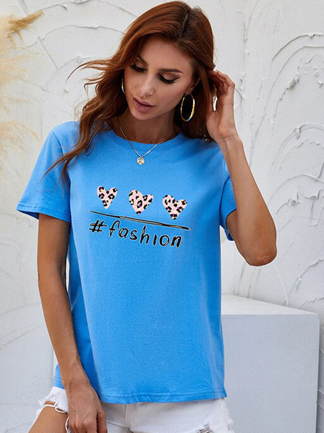 

StyleCast Round Neck Short Sleeves Knitted Top, Blue