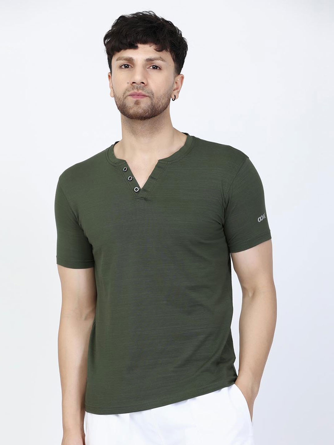 

Shiv Naresh 3D Fit Henley Neck Short Sleeves T-shirt, Olive