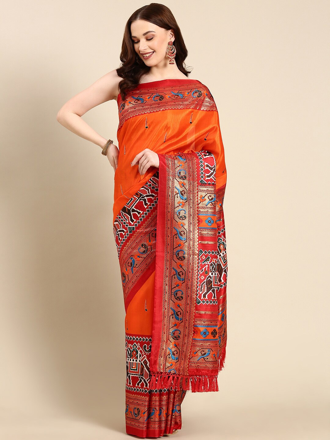 

Anouk Ethnic Motifs Patola Saree, Orange