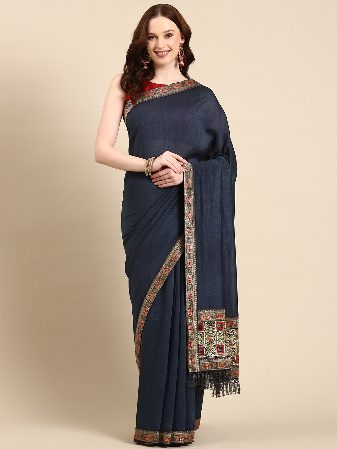 

Anouk Woven Design Border Zari Patola Saree, Teal