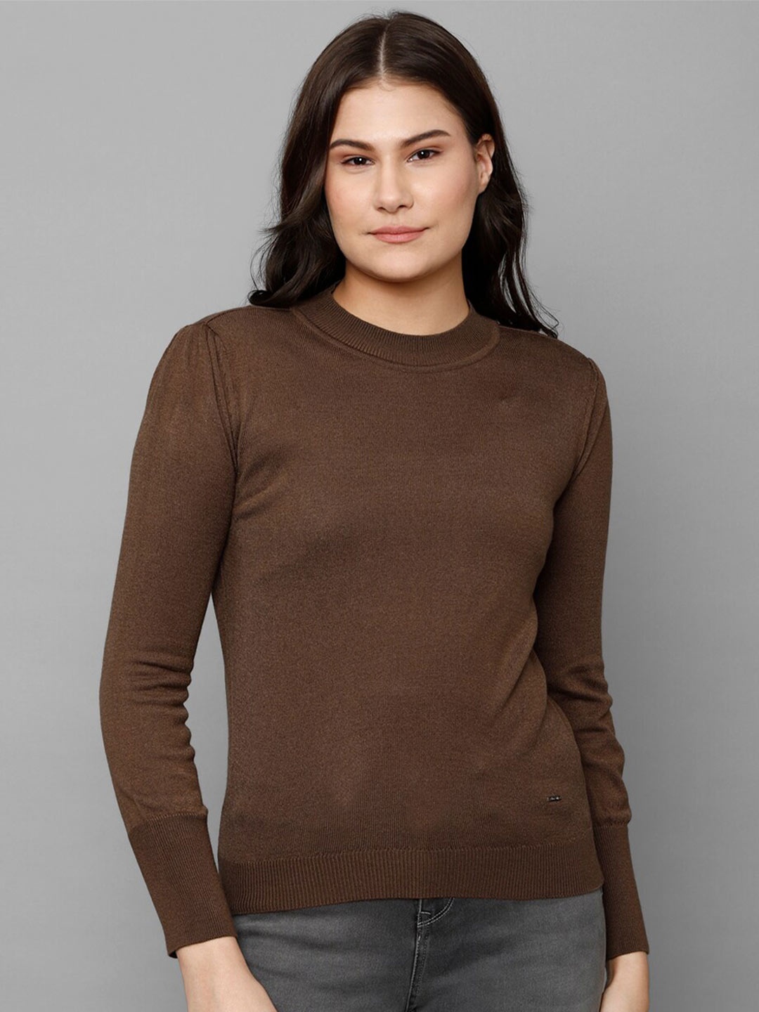 

Allen Solly Woman Round Neck Pure Cotton Pullover, Brown