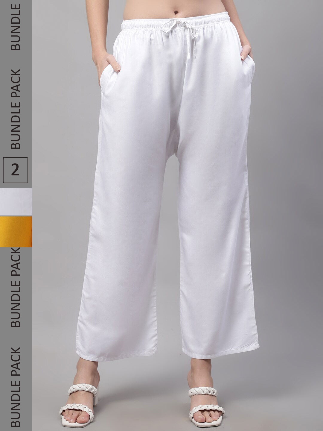 

Jinfo Women Pack Of 2 Knitted Palazzos, White