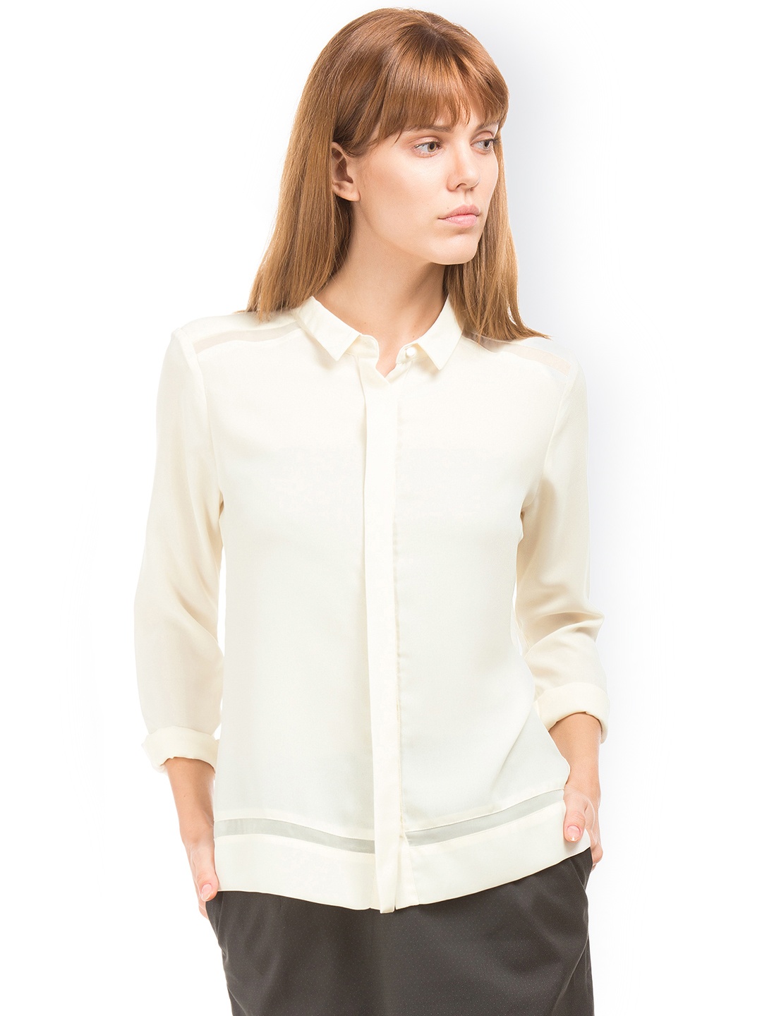 

Arrow Woman Off-White Classic Regular Fit Solid Casual Shirt