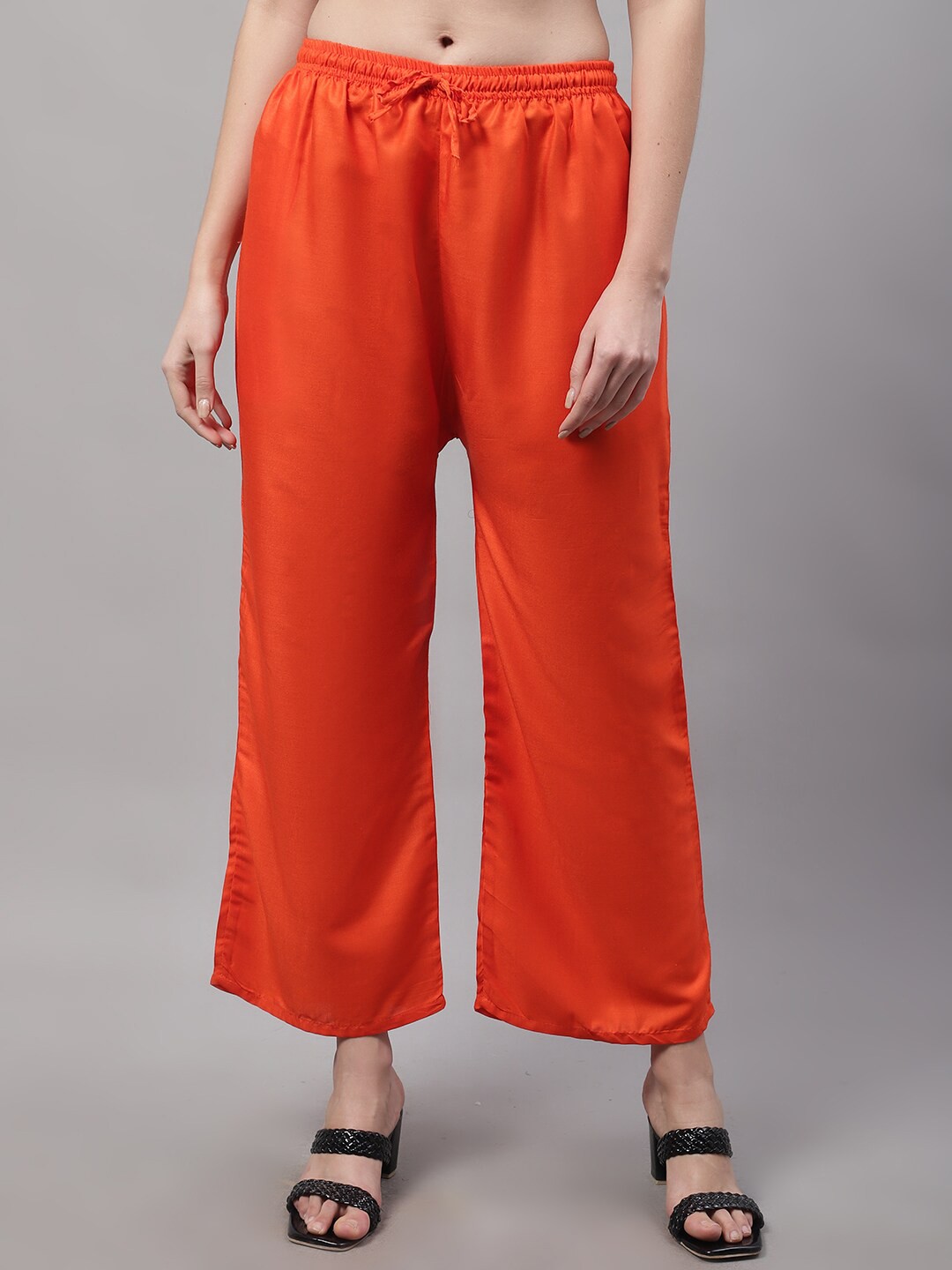 

Jinfo Women Woven Straight Fit Palazzos, Orange