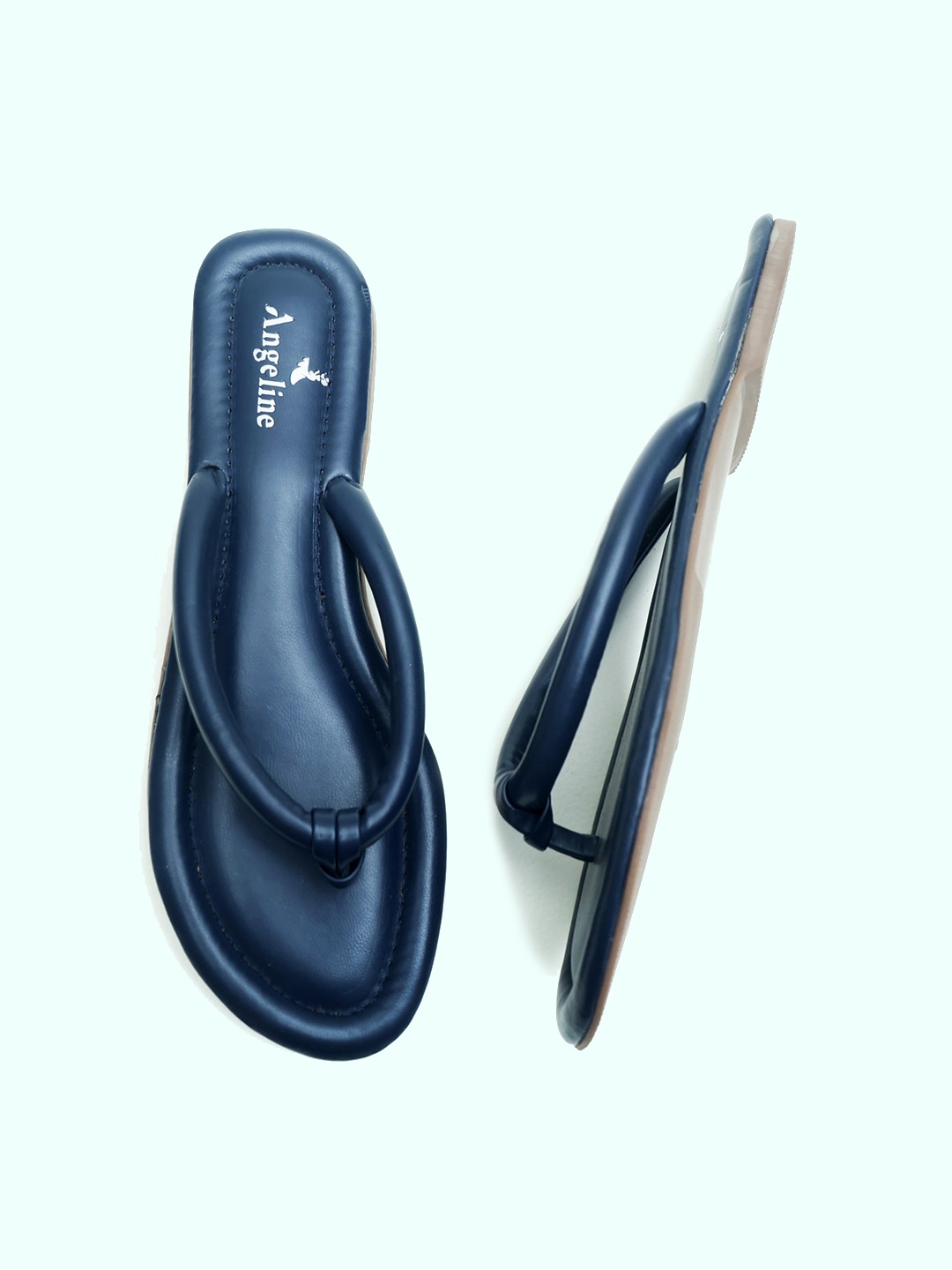 

Angeline Open Toe T-Strap Flats, Navy blue