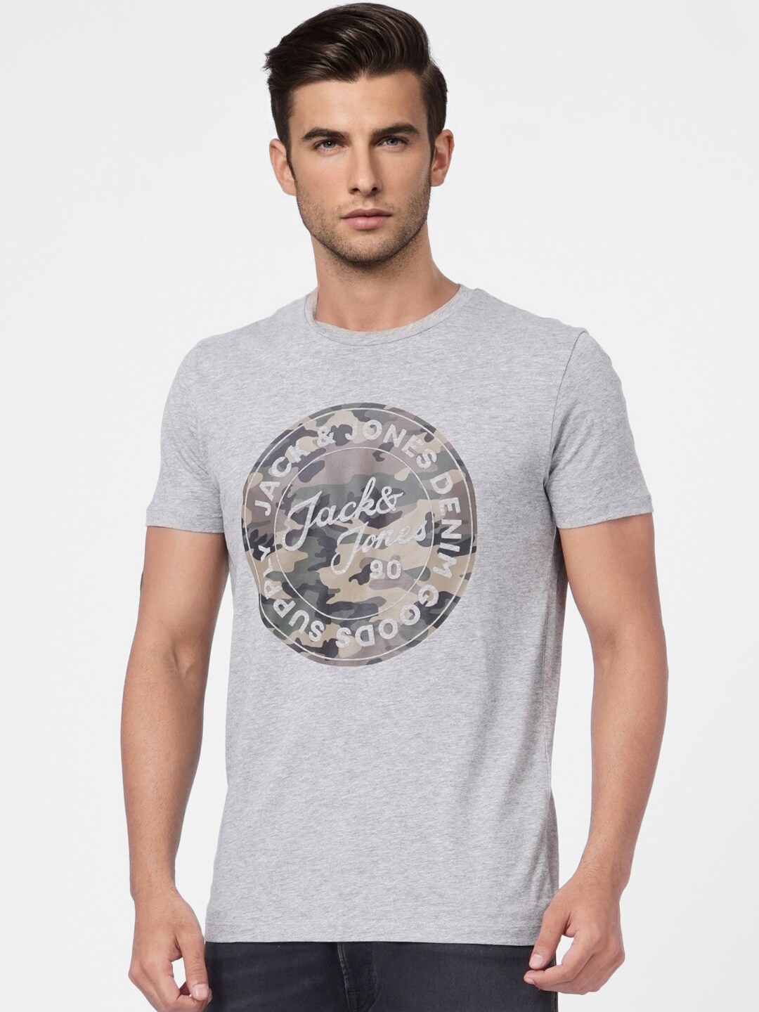

Jack & Jones Typography Printed Cotton T-shirt, Grey