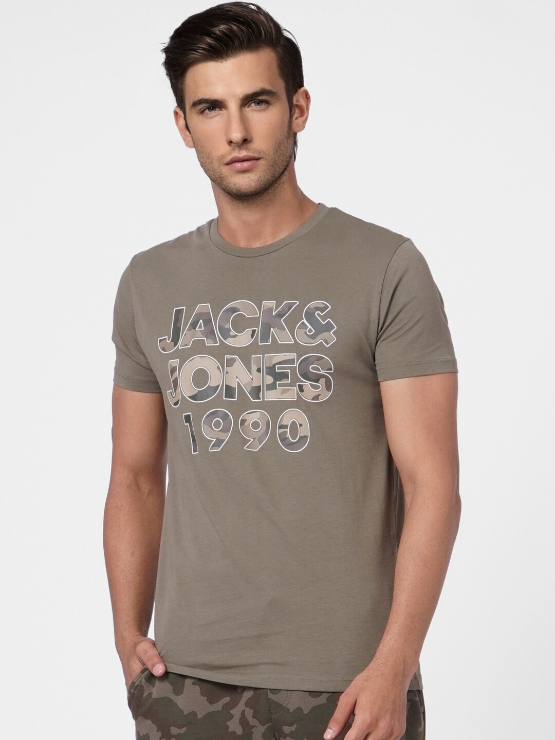 

Jack & Jones Typography Printed Cotton T-shirt, Olive