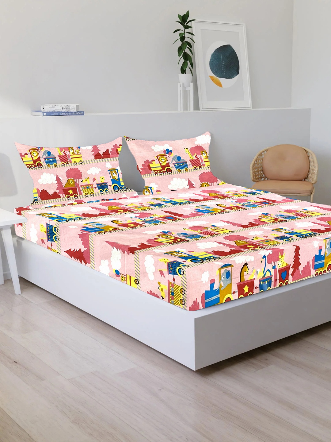 

Sleeping Owls- because your sleep matters Tyke Kids Pink 180 TC Cotton Queen Bedsheet Set