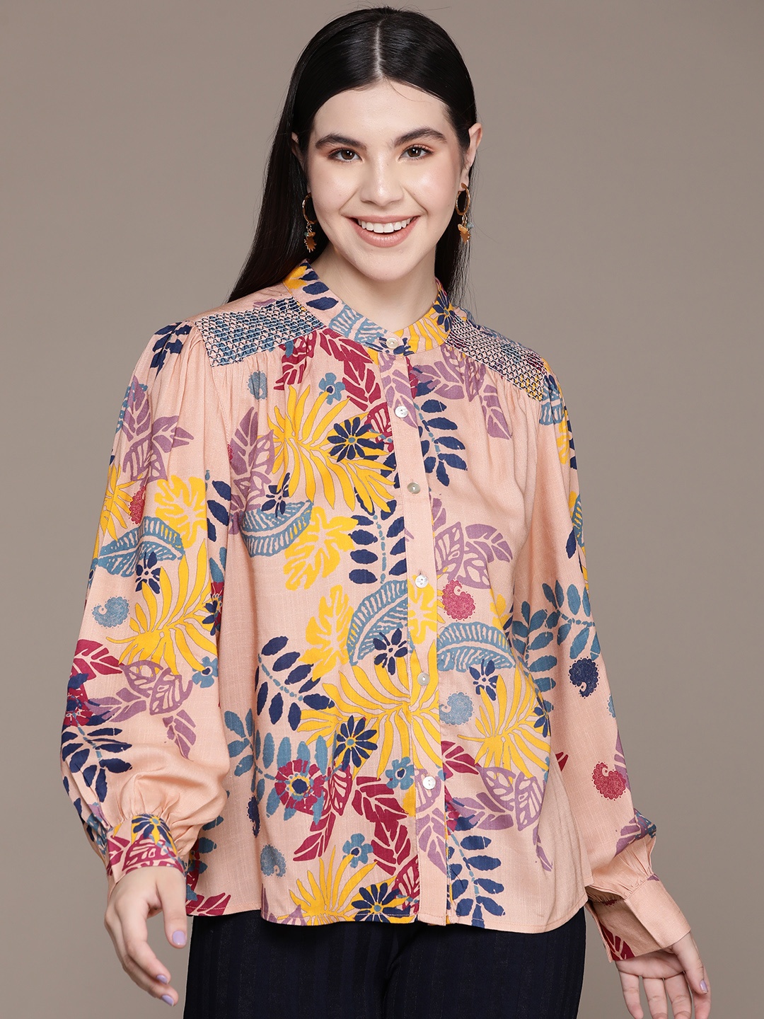 

Label Ritu Kumar Relaxed Floral Printed Casual Shirt, Multi