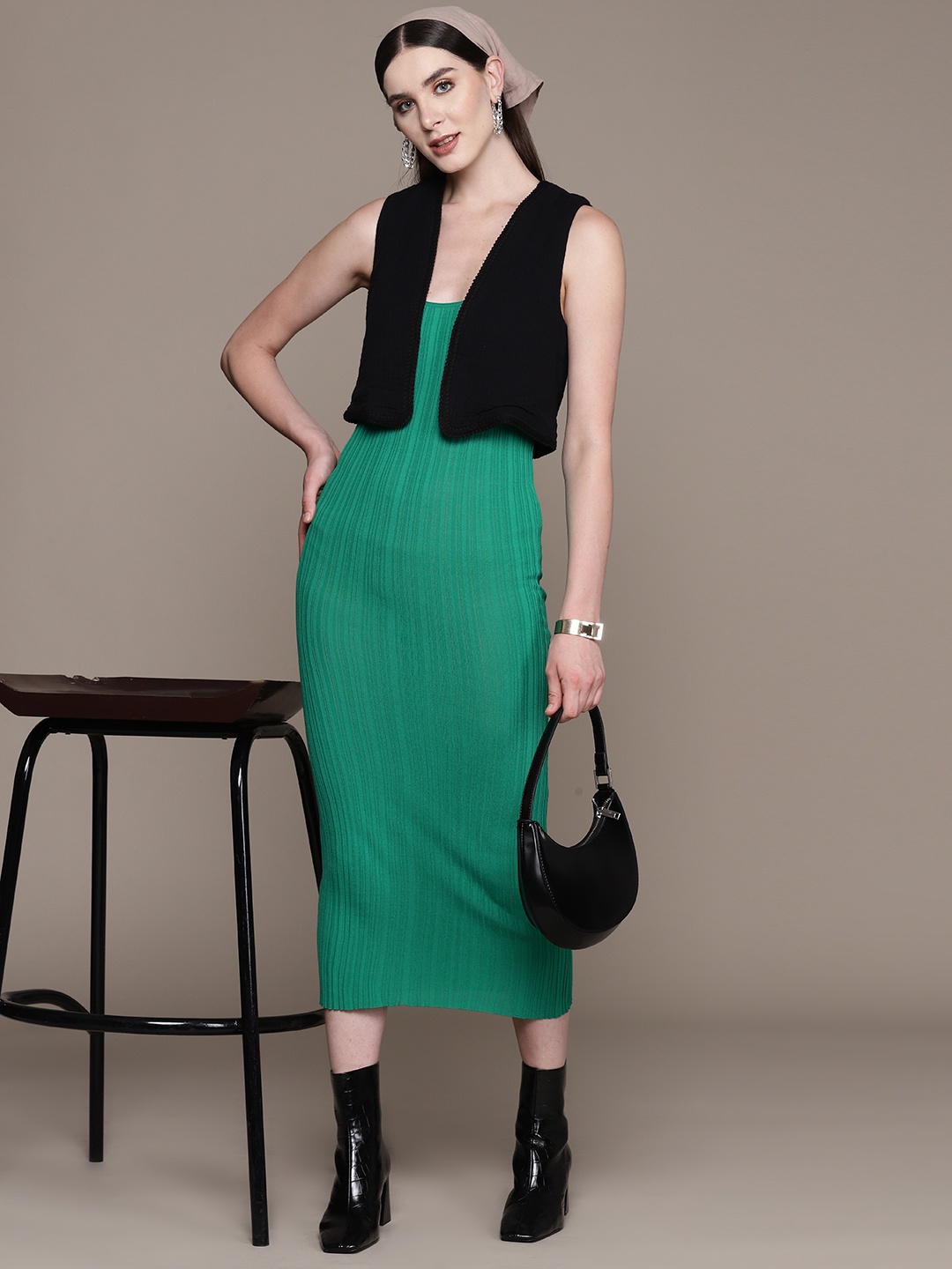 

Label Ritu Kumar Bodycon Midi Dress, Green
