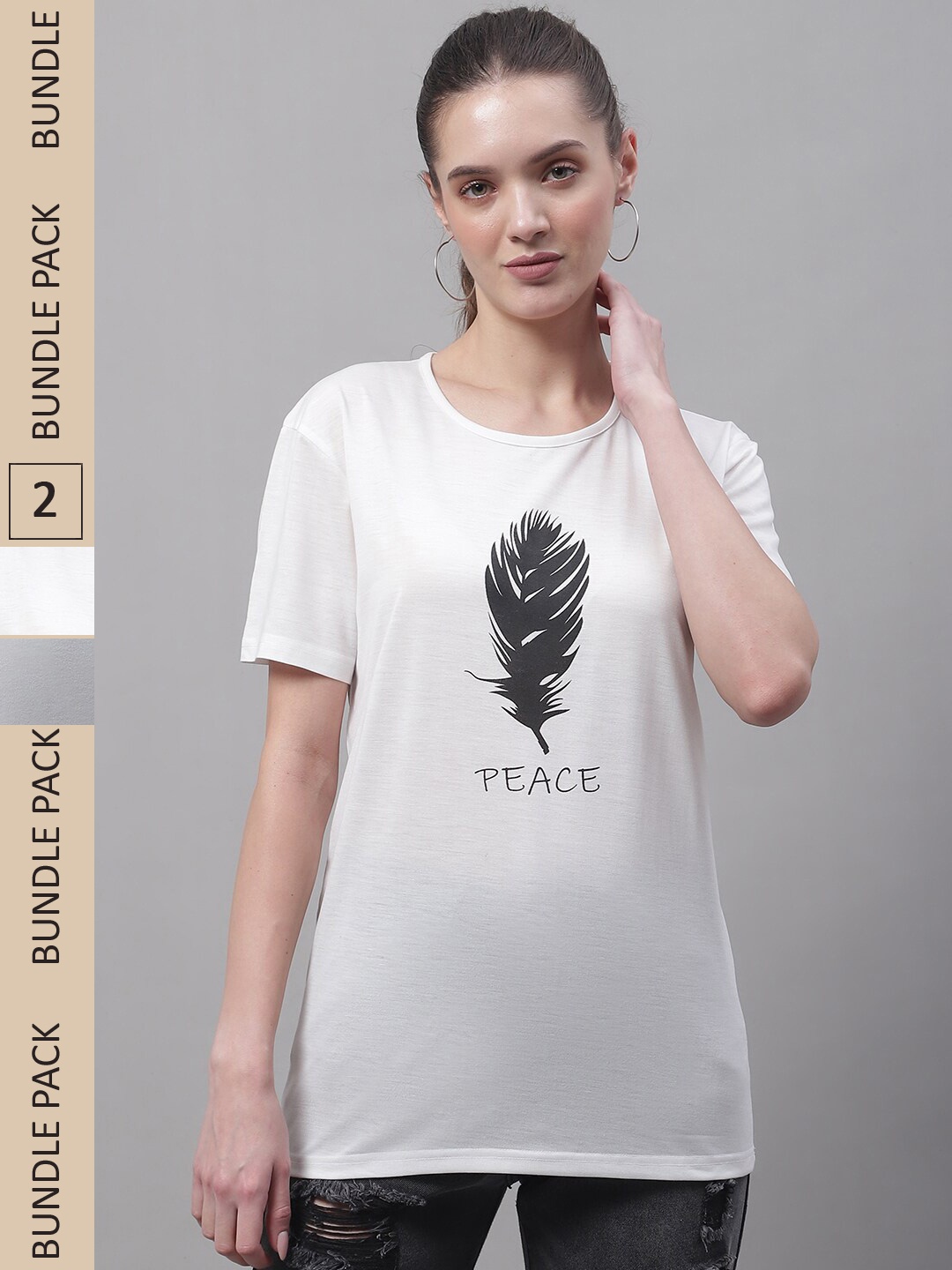 

MACK JONNEY Pack Of 2 Graphic Printed Cotton T-shirts, White