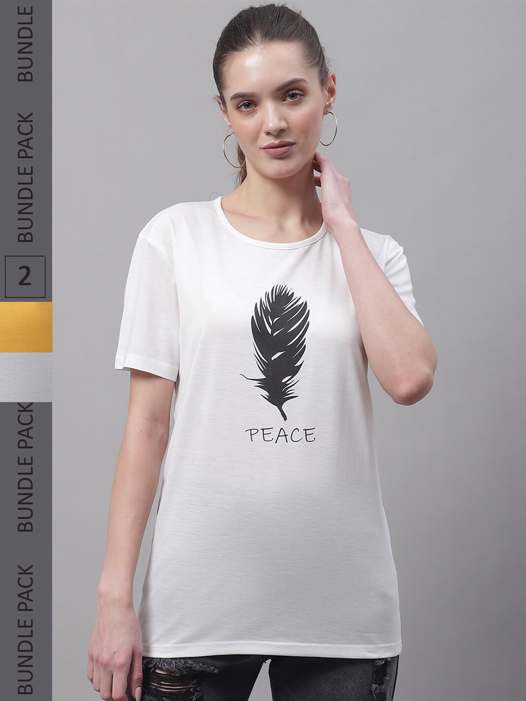 

MACK JONNEY Pack Of 2 Graphic Printed Cotton T-shirt, White