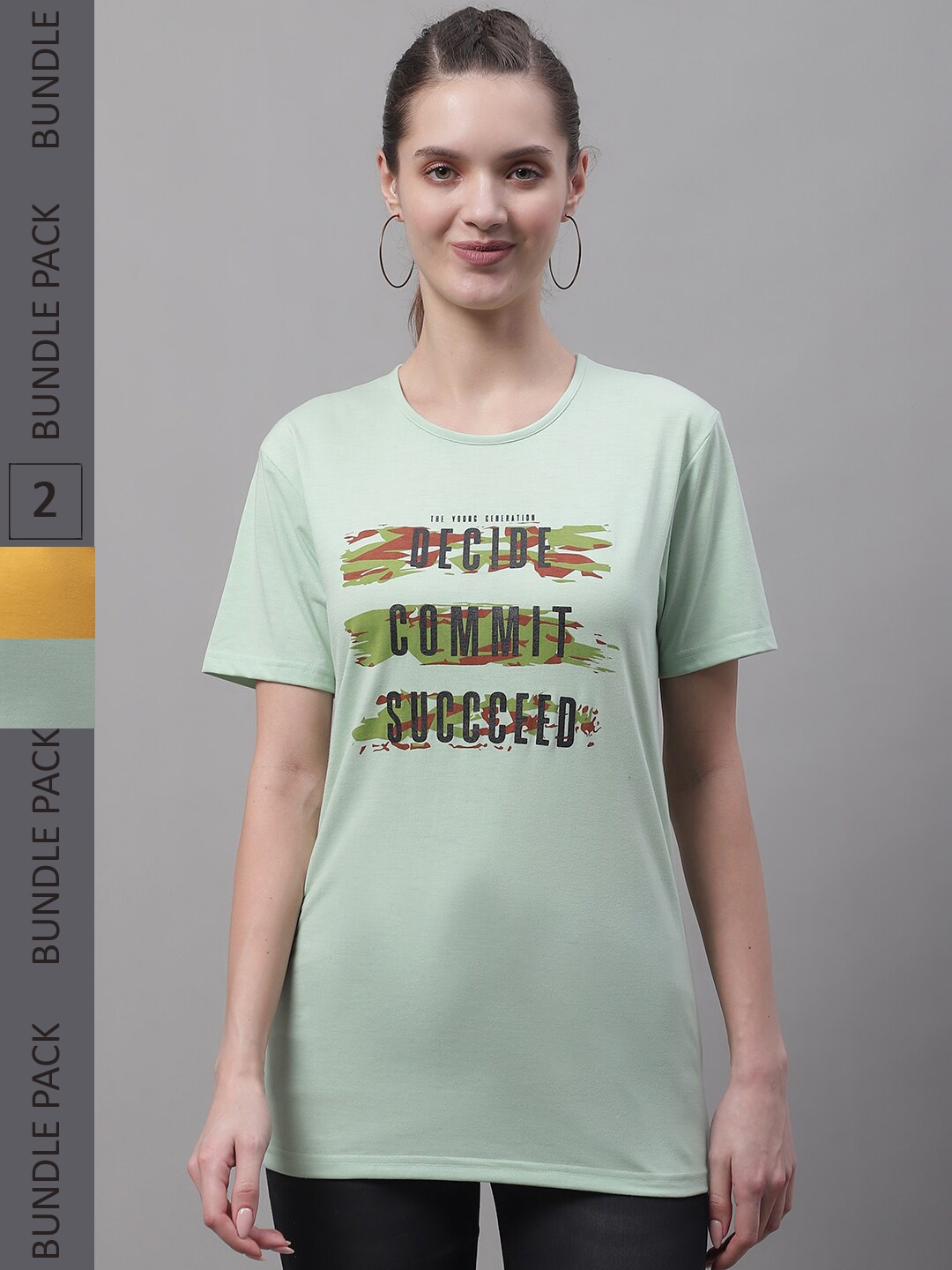 

MACK JONNEY Pack Of 2 Printed Cotton T-shirt, Green