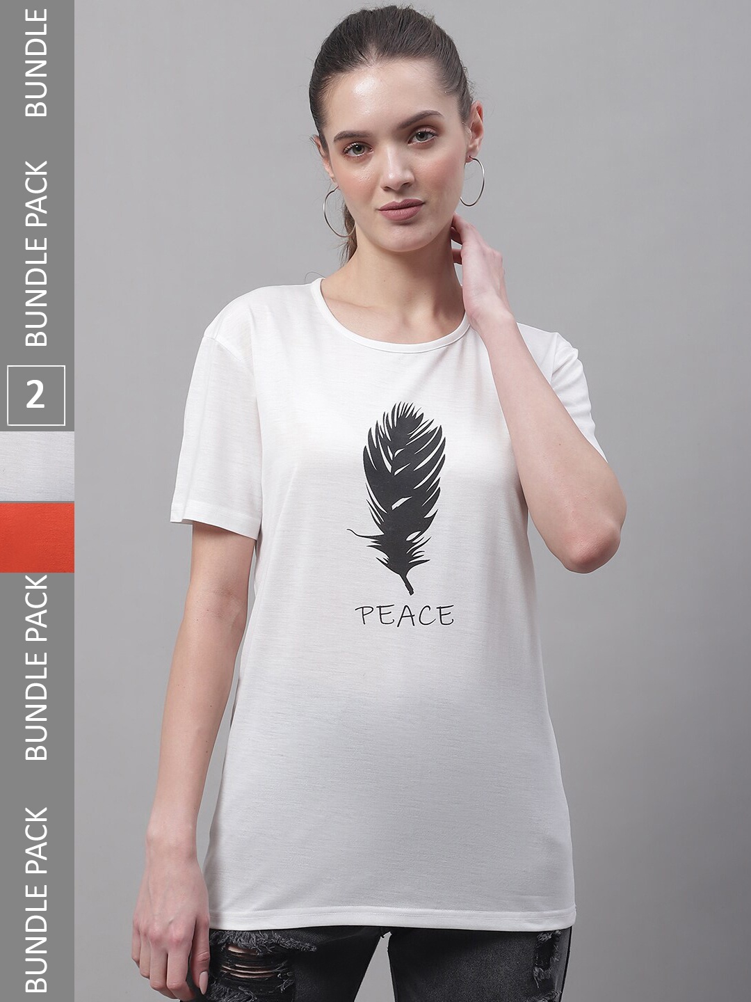 

MACK JONNEY Pack Of 2 Printed Cotton T-shirt, White