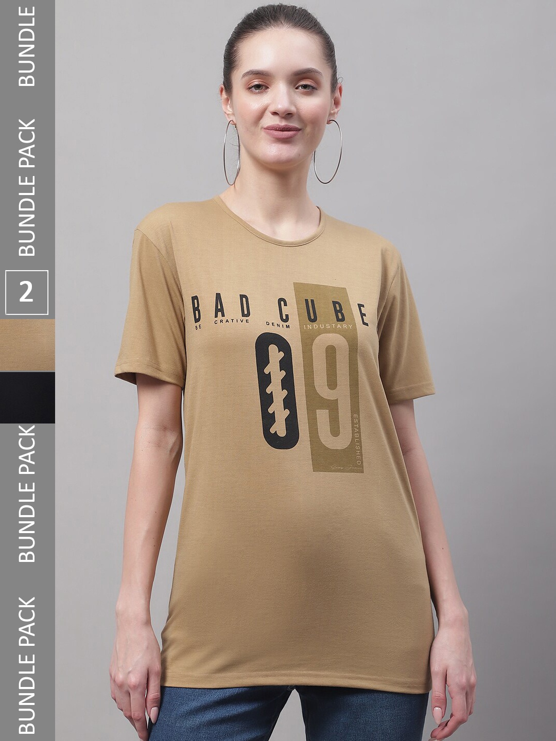 

MACK JONNEY Pack Of 2 Typography Printed Cotton T-shirt, Brown