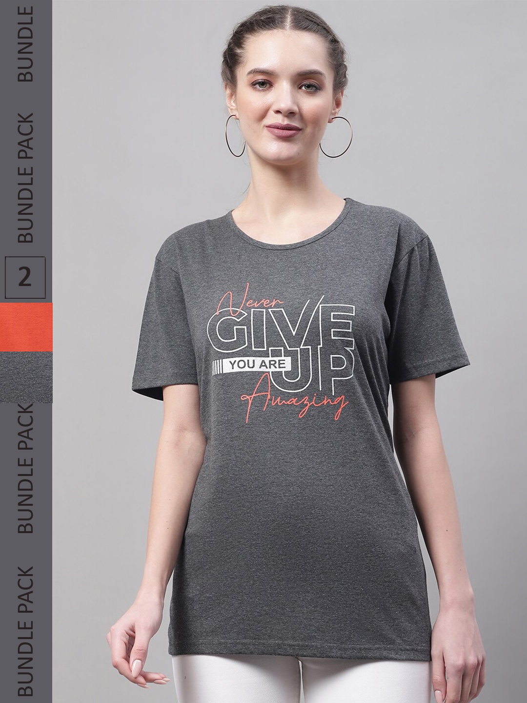 MACK JONNEY Pack Of 2 Printed Cotton T-shirt, Grey