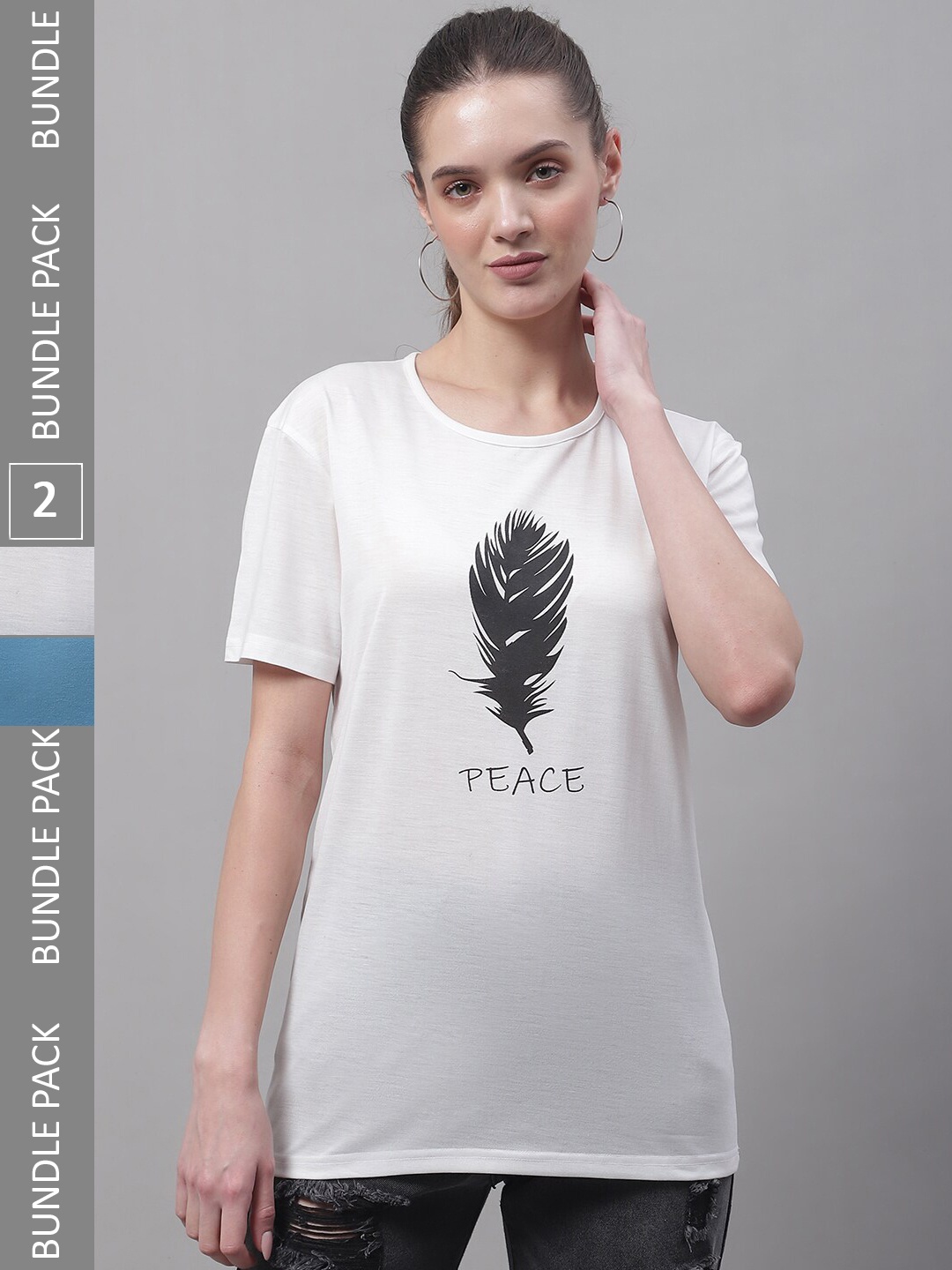 

MACK JONNEY Pack Of 2 Printed Cotton T-shirt, White