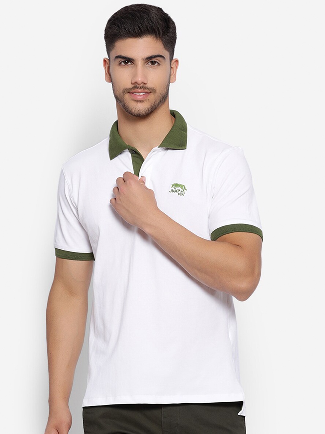 

JUMP USA Polo Collar Cotton T-shirt, White
