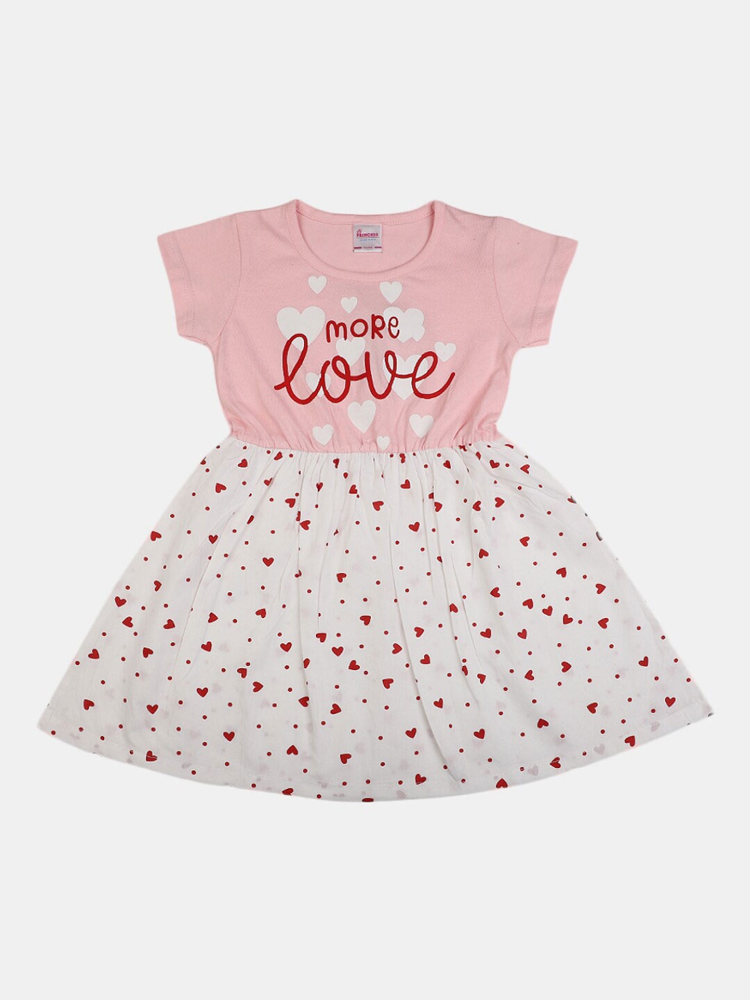 

V-Mart Girls Conversational Printed Cotton Fit & Flare Dress, Pink