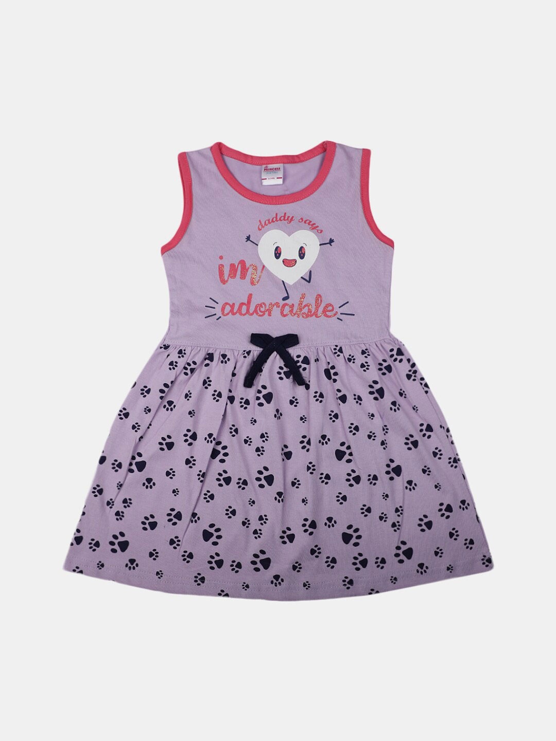 

V-Mart Girls Conversational Printed Cotton Fit & Flare Dress, Purple