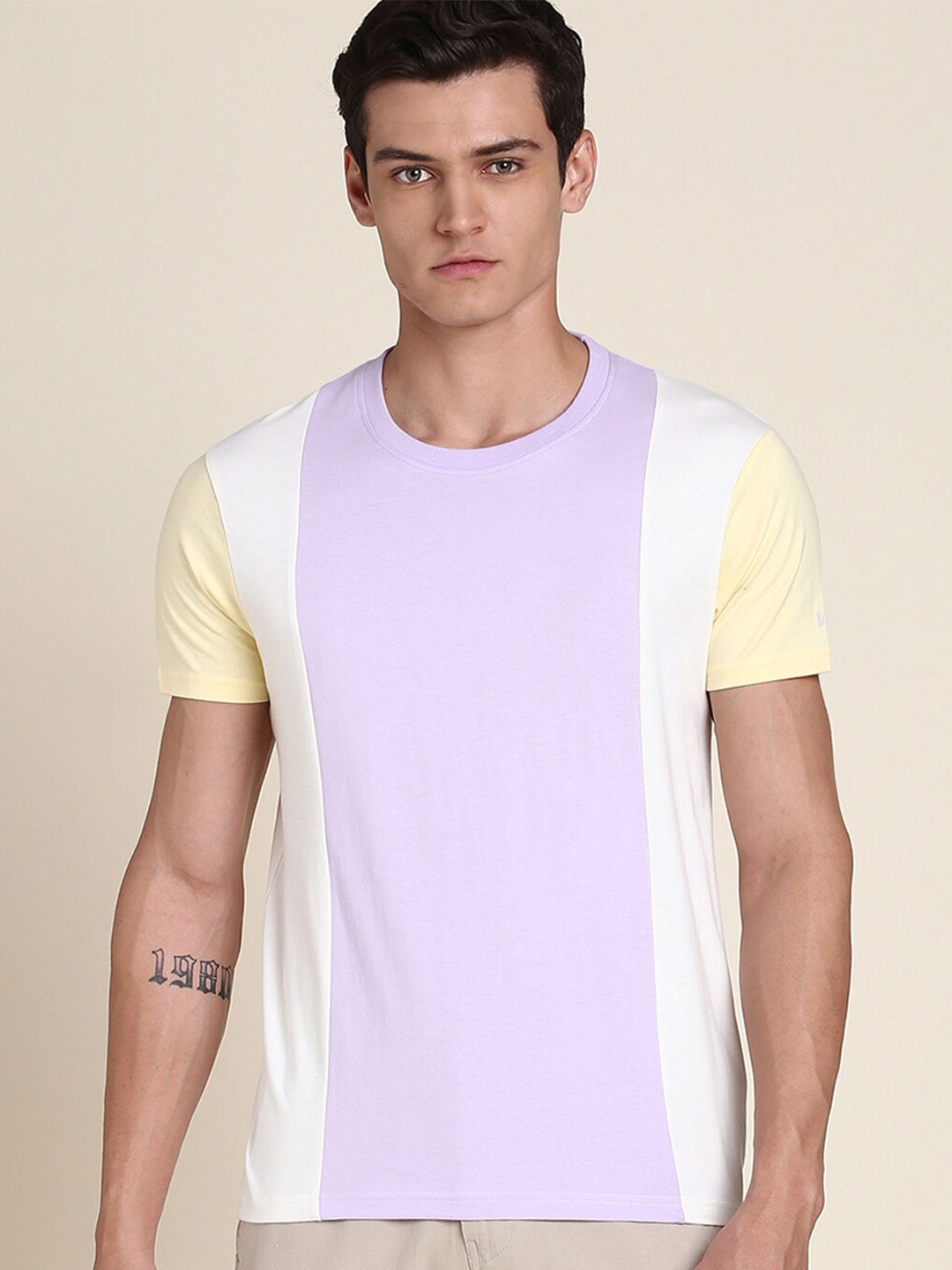 

Dennis Lingo Colourblocked Slim Fit T-shirt, Lavender