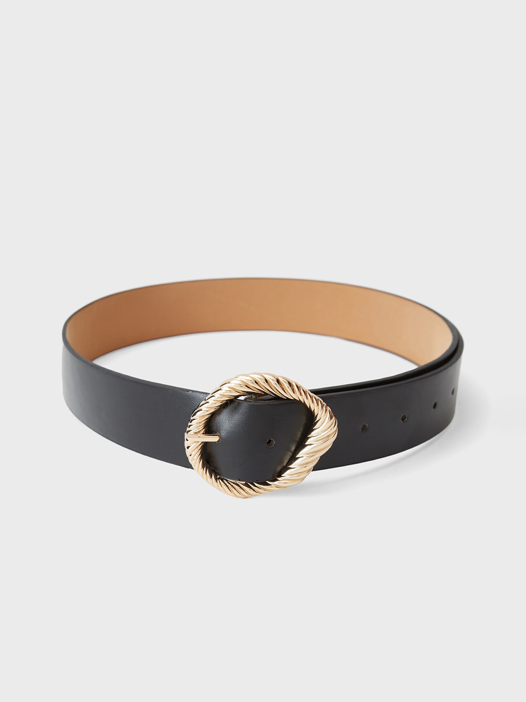 

20Dresses Women Buckle Detail Tang Belt, Black