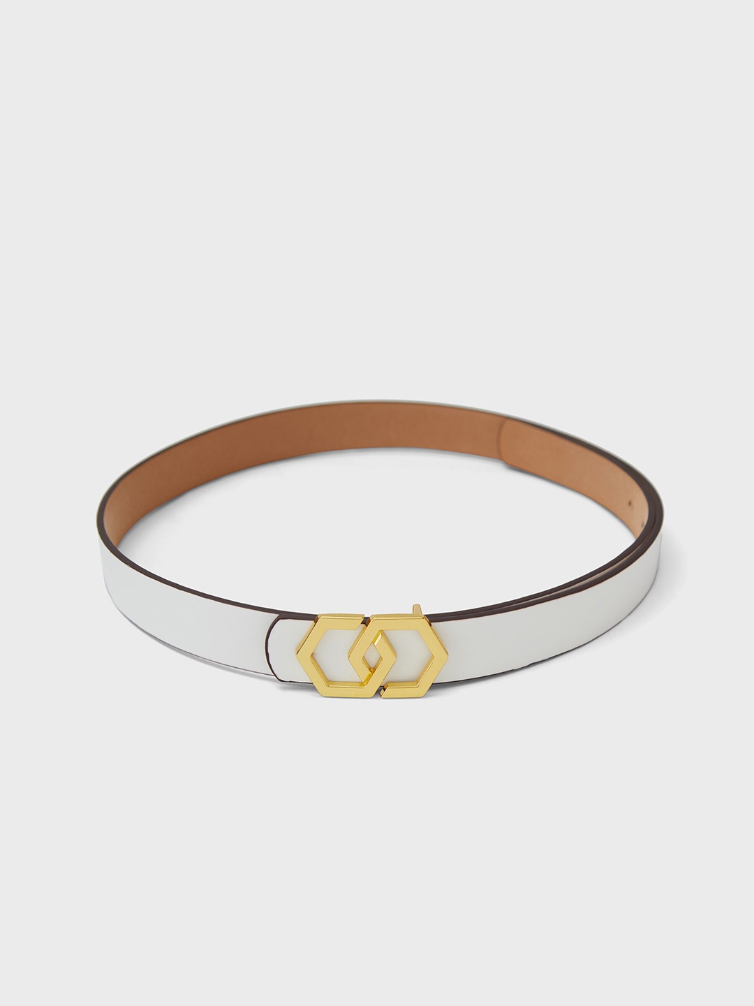 

20Dresses Women Hexagonal Buckle Belt, White