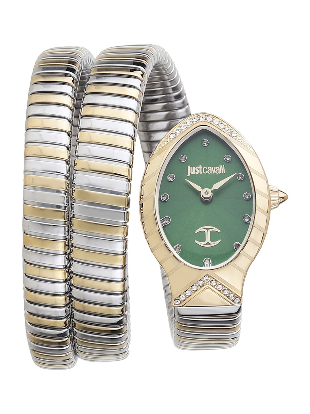 

Just Cavalli Women Embellished Dial Wrap Around Straps Analogue Watch- JC1L248M0065, Green