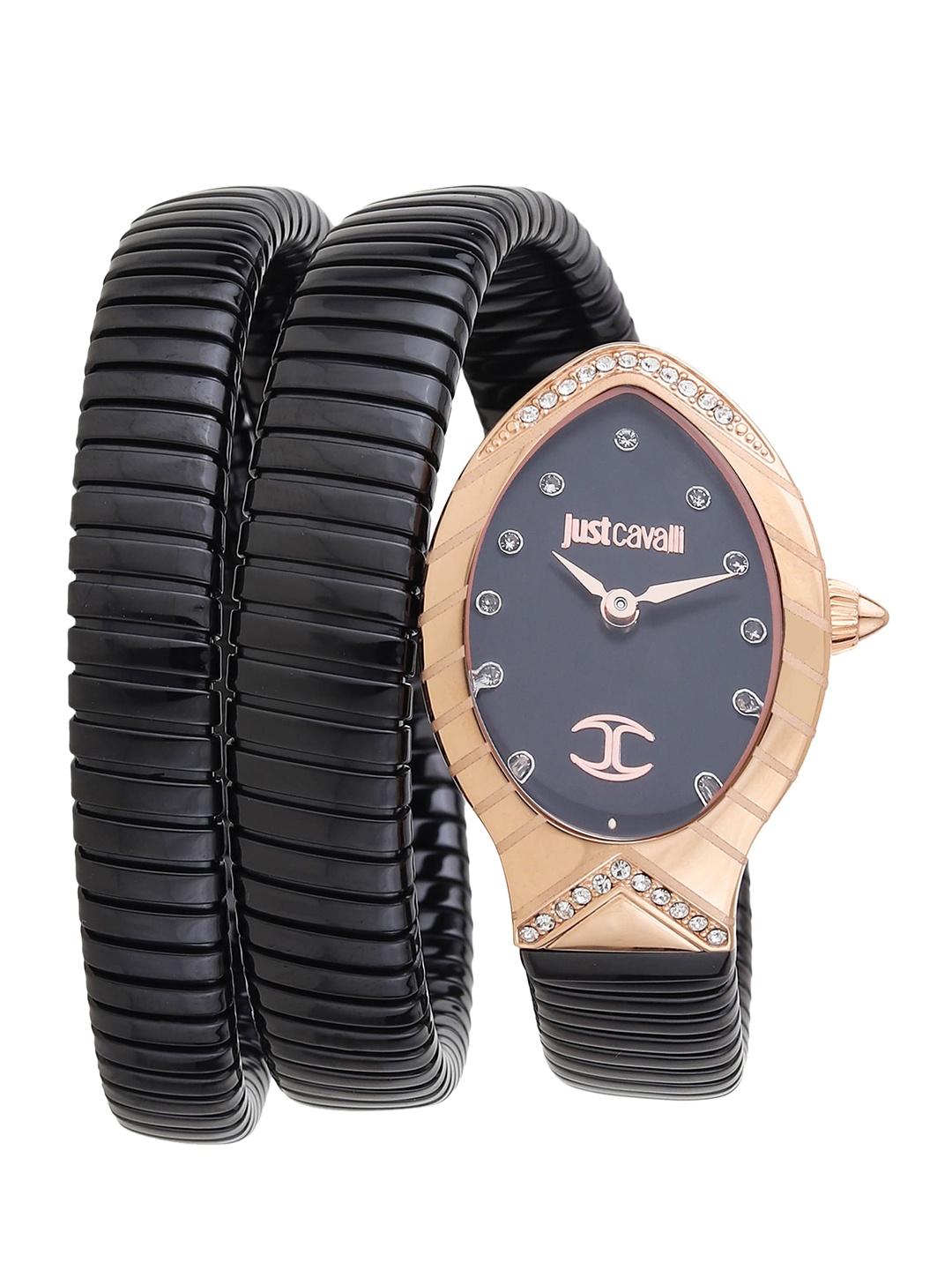 

Just Cavalli Women Embellished Dial Wrap Around Straps Analogue Watch- JC1L248M0085, Black