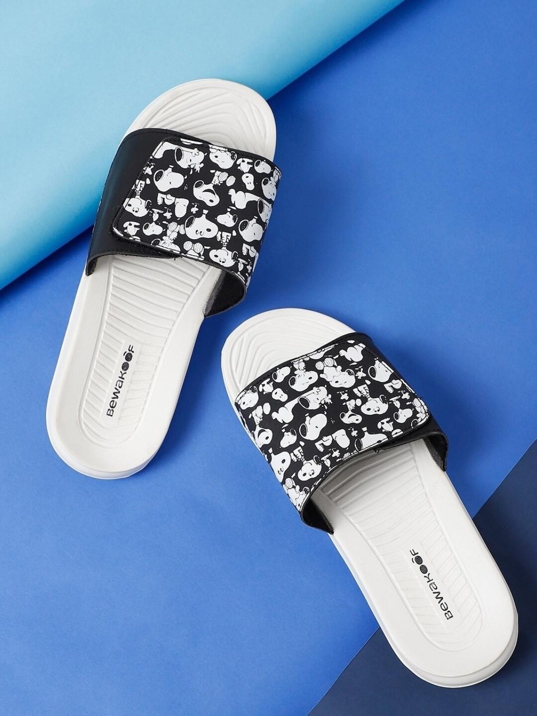 

Bewakoof Men Slip On Printed Rubber Sliders, Black