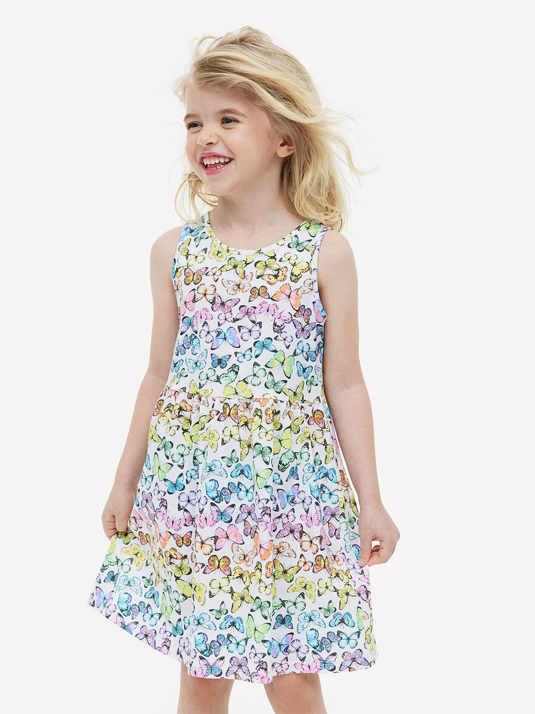

H&M Girls Patterned Cotton Dress, White
