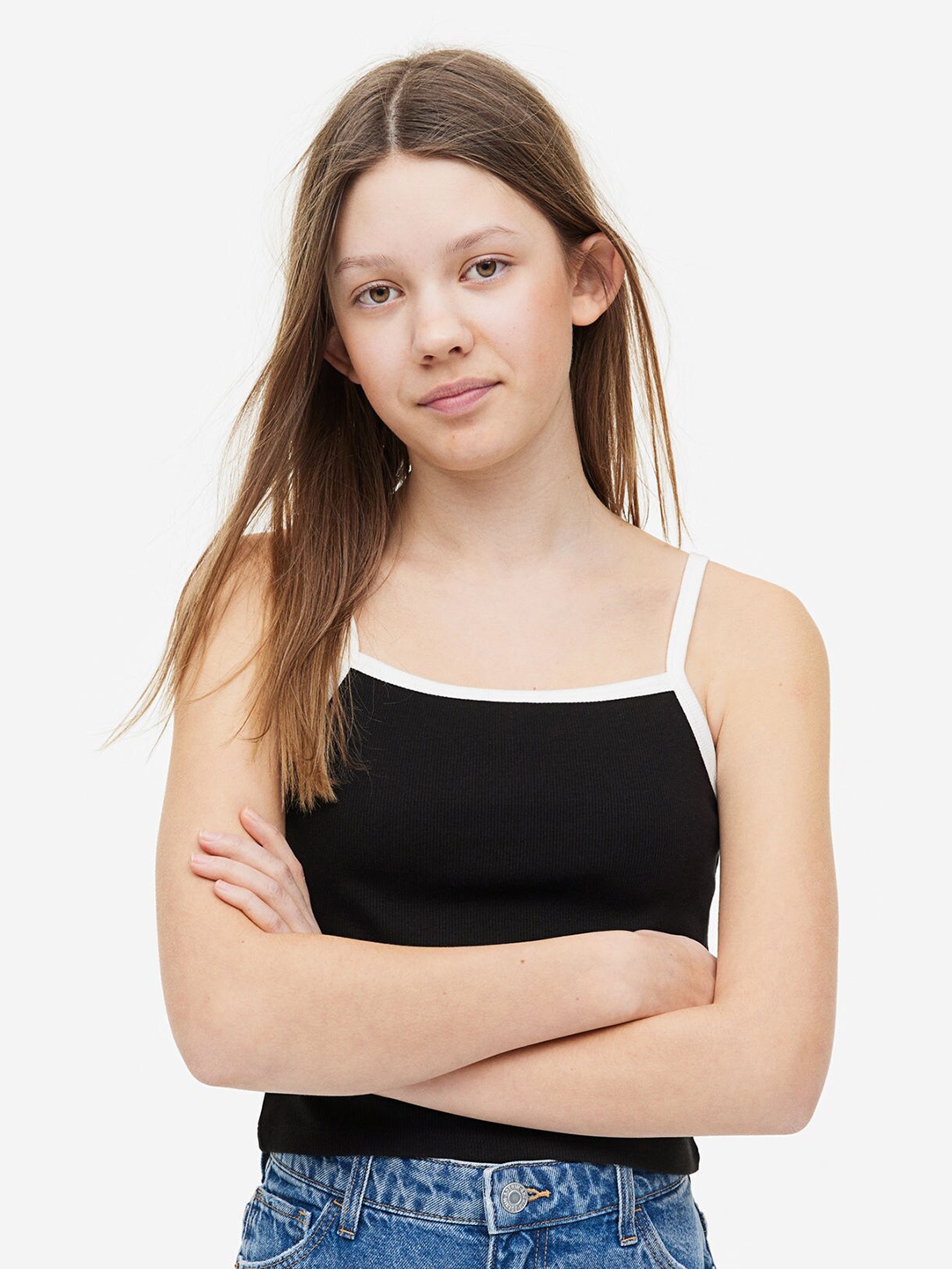 

H&M Girls Strappy Top, Black