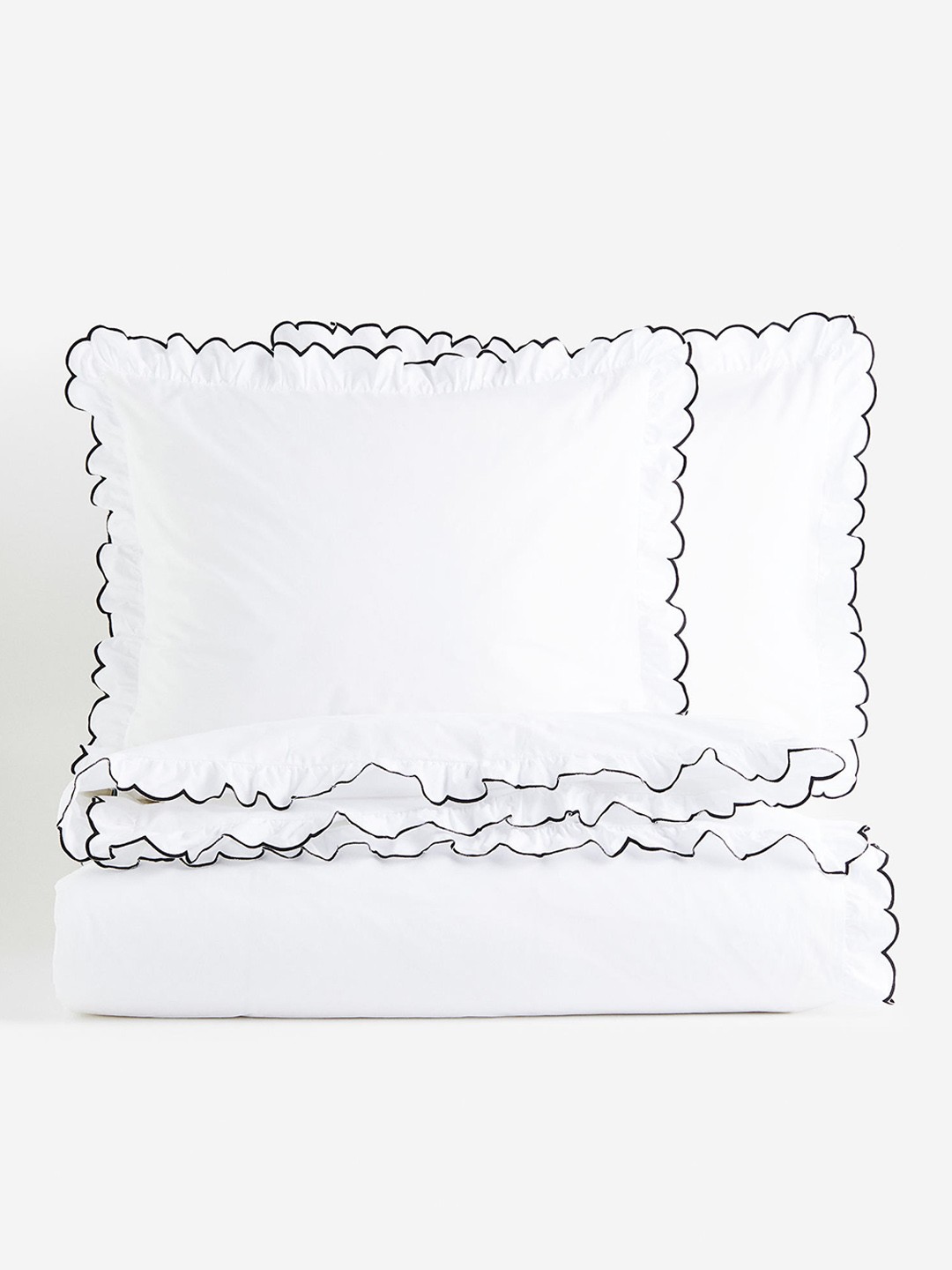 

H&M White & Black Double Oxford-Edge Duvet Cover Set