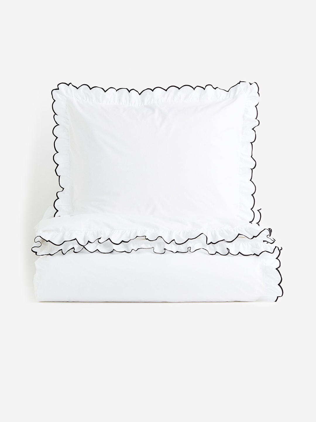 

H&M White & Black Single Oxford-Edge Duvet Cover Set
