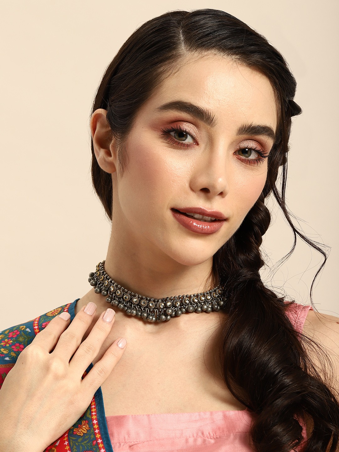 

Anouk Women Oxidised Choker Necklace, Silver