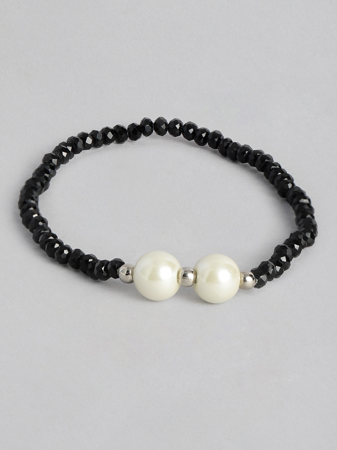 

Sangria Artificial Beads and Pearls Studded Anklet, White