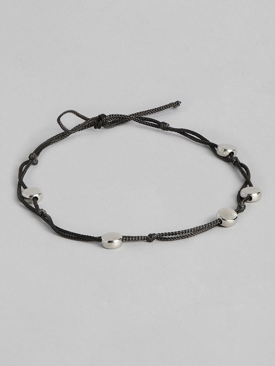 

Sangria Braided Artificial Beads Studded Anklet, Black