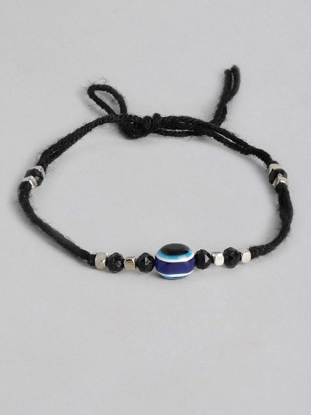 

Sangria Artificial Beads Studded Evil-Eye Anklet, Black