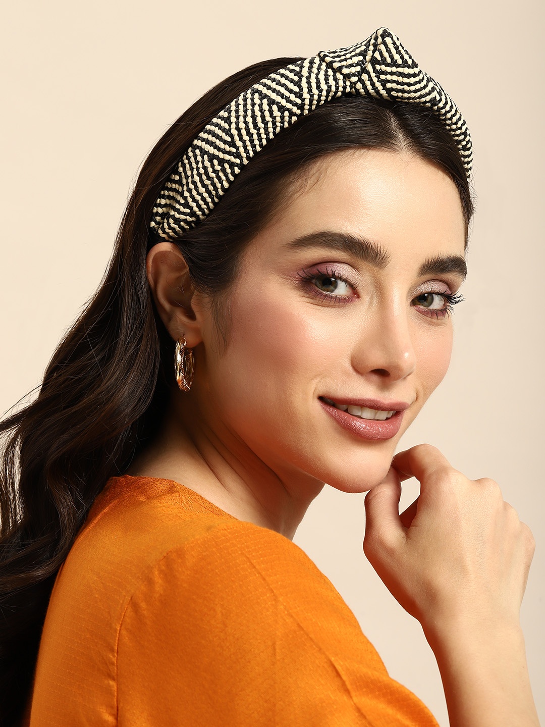 

Sangria Textured Circular Shaped Hoop Earrings, Gold