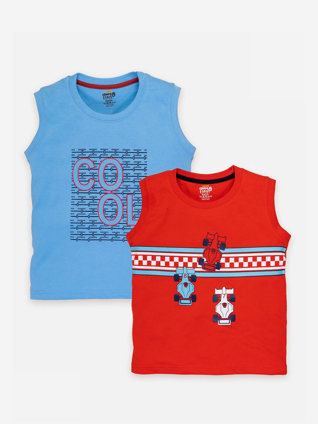 

AMUL Kandyfloss Boys Conversational Printed Pack of 2 Pure Cotton T-shirts, Blue