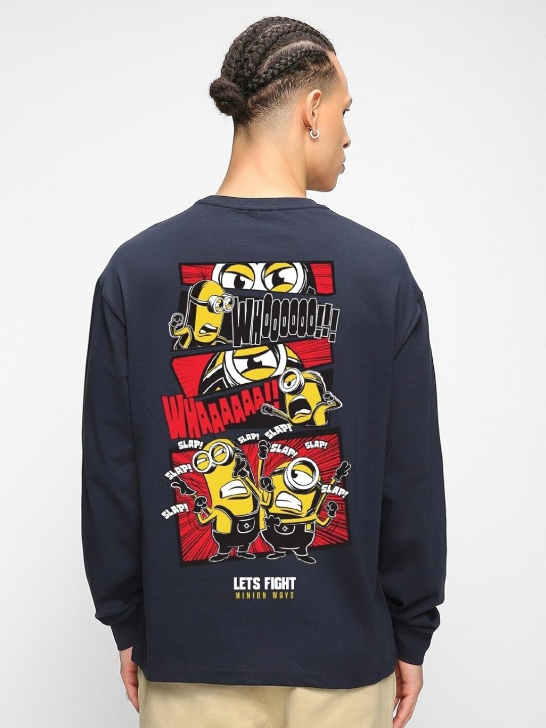 

Bewakoof Minions Printed Cotton Loose Fit T-Shirt, Navy blue