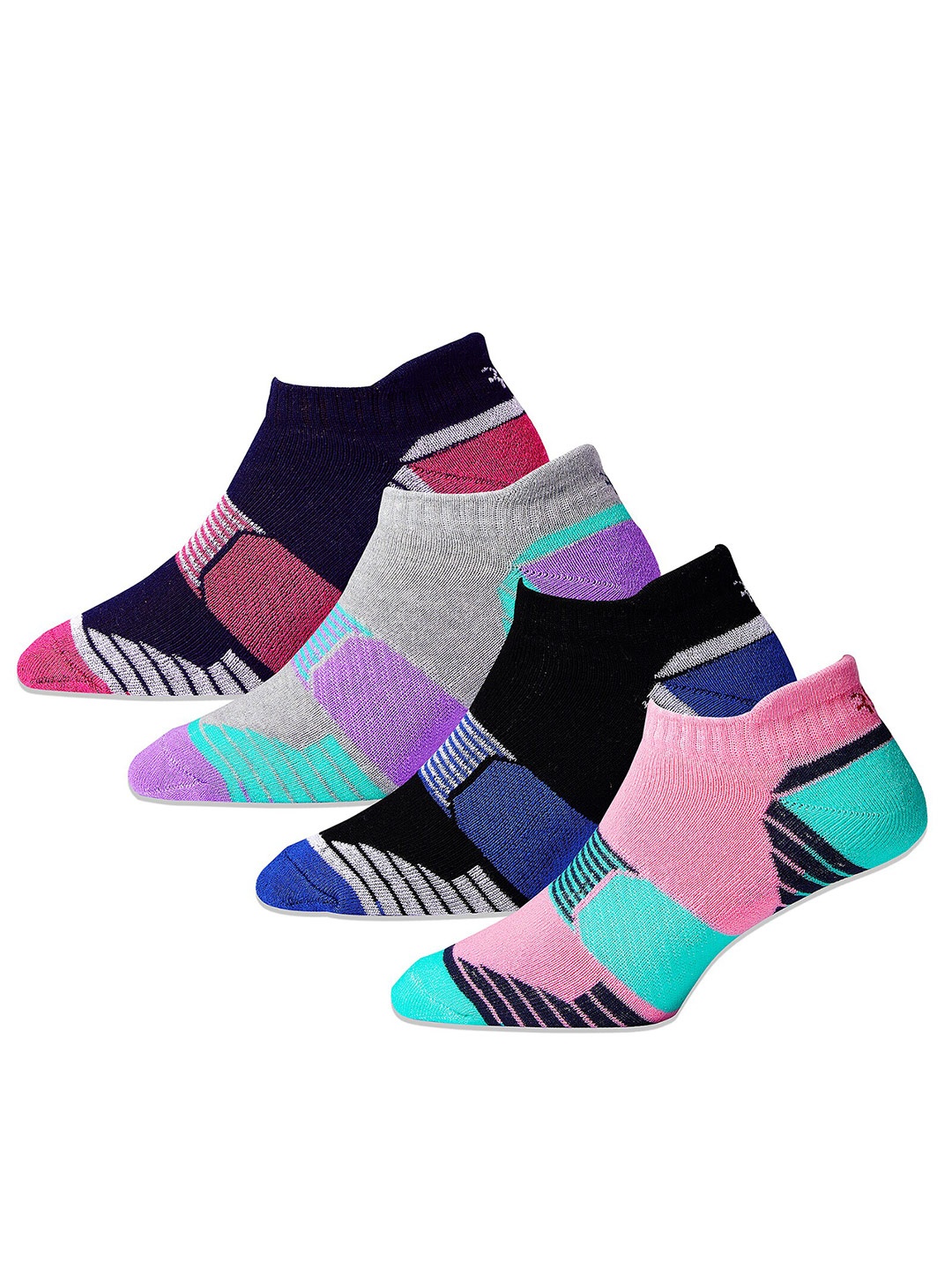

RC. ROYAL CLASS Women Pack Of 4 Patterned Ankle-Length Socks, Black