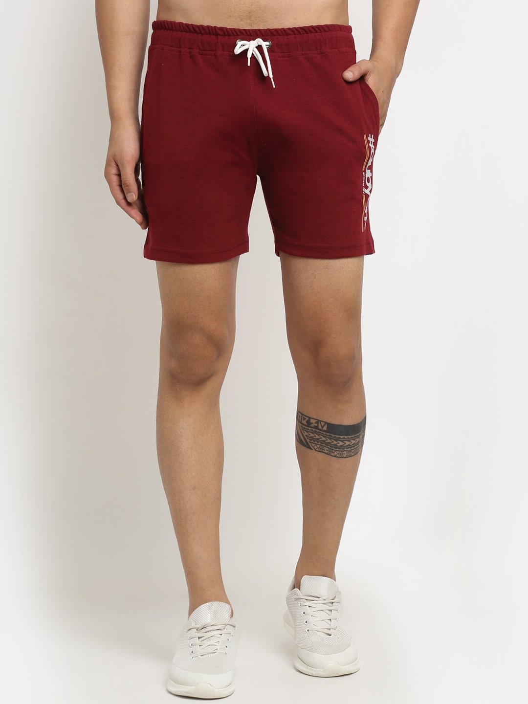 Club York Men Mid-Rise Shorts, Maroon