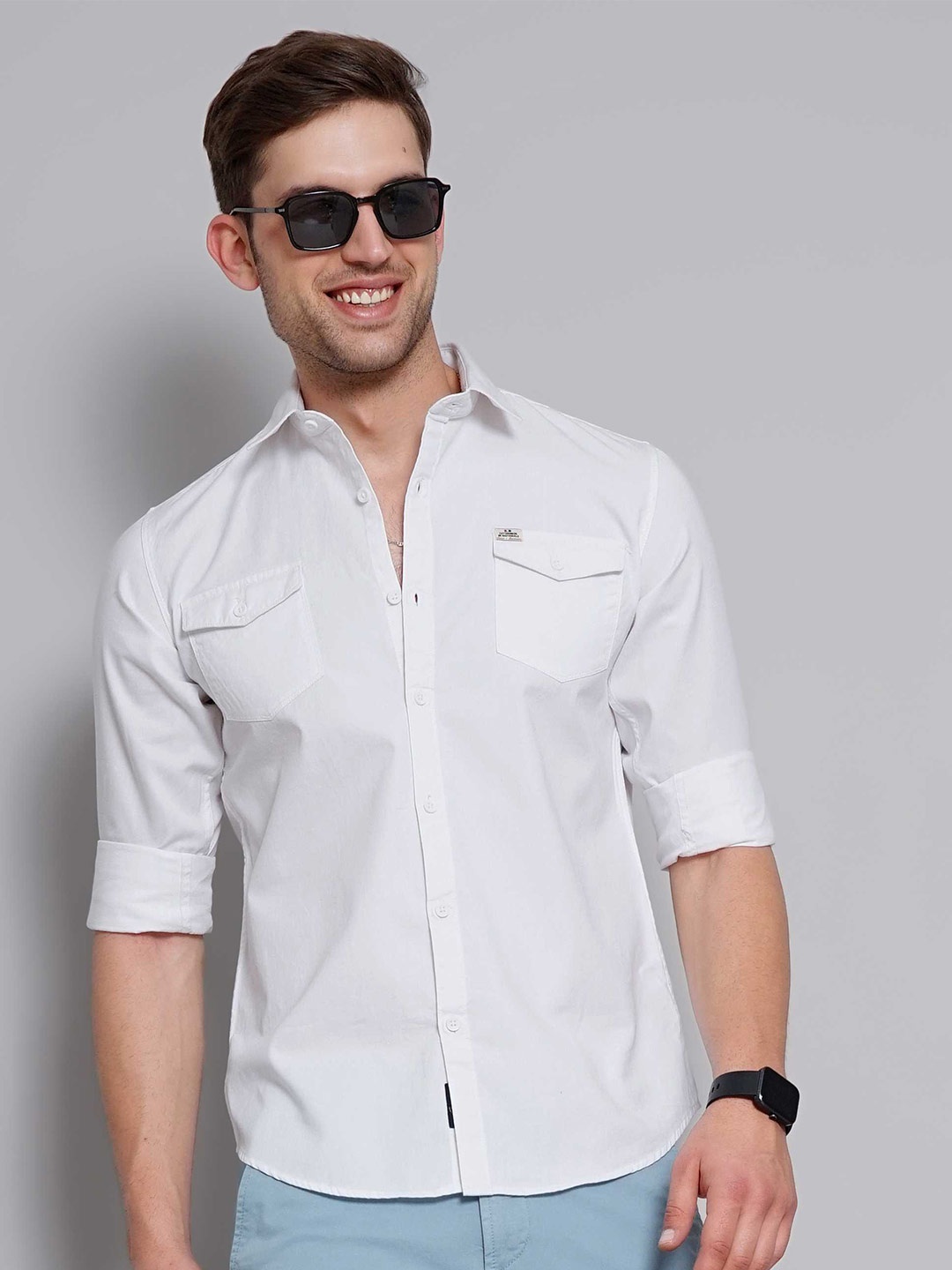 

SORATIA Slim Fit Opaque Casual Shirt, White