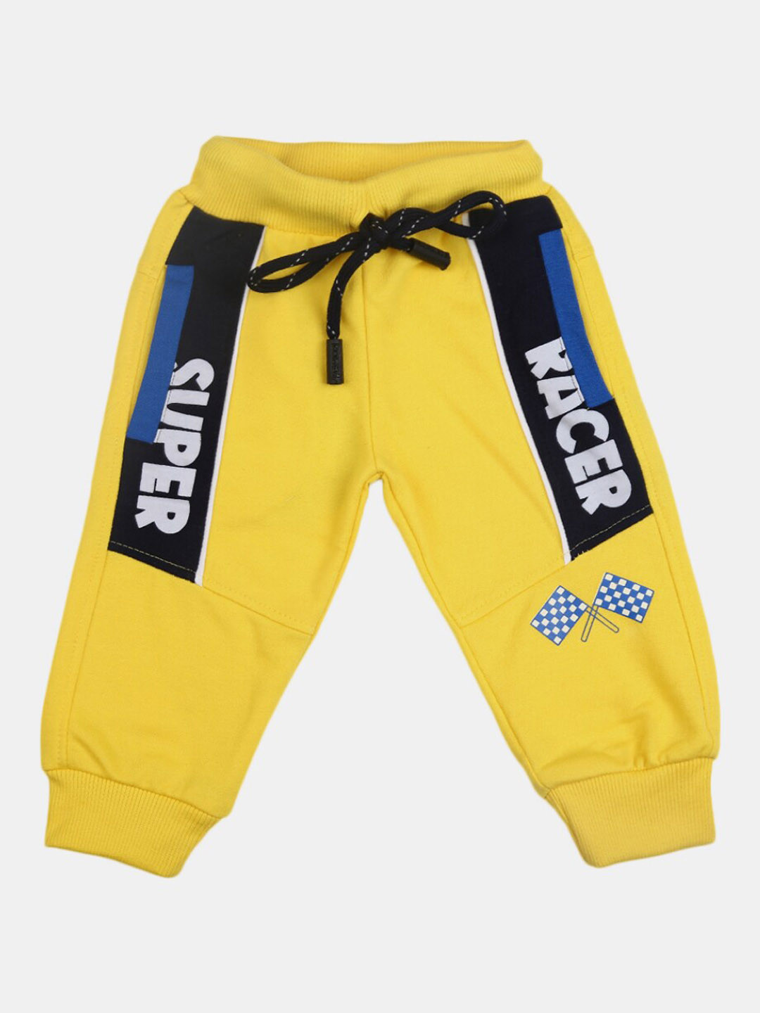 

V-Mart Infant Mid-Rise Typography Printed Pure Cotton Joggers, Yellow