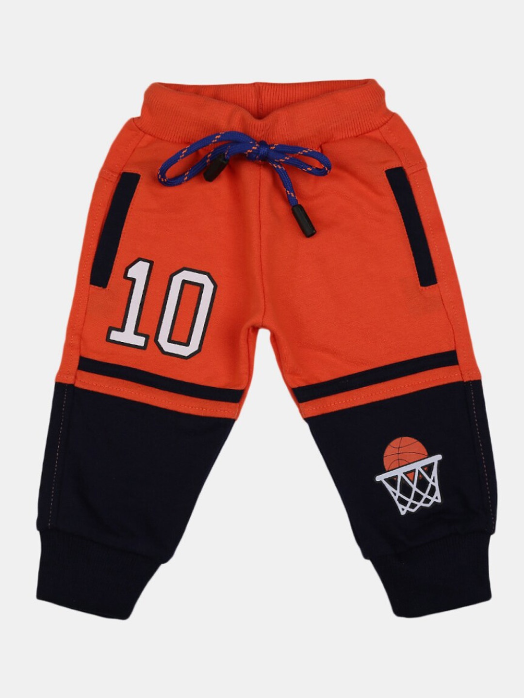 

V-Mart Infants Colourblocked Regular Fit Cotton Jogger Lounge Pants, Orange